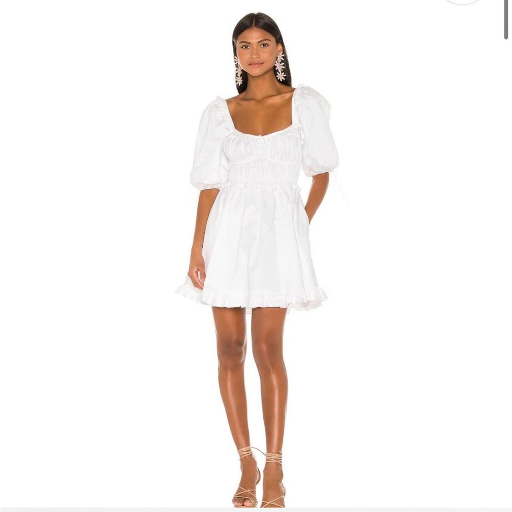 For Love and Lemons Elegant White Puff Sleeve Dress